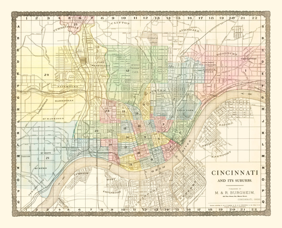 Preview of Vintage Map of Cincinnati, Ohio 1875