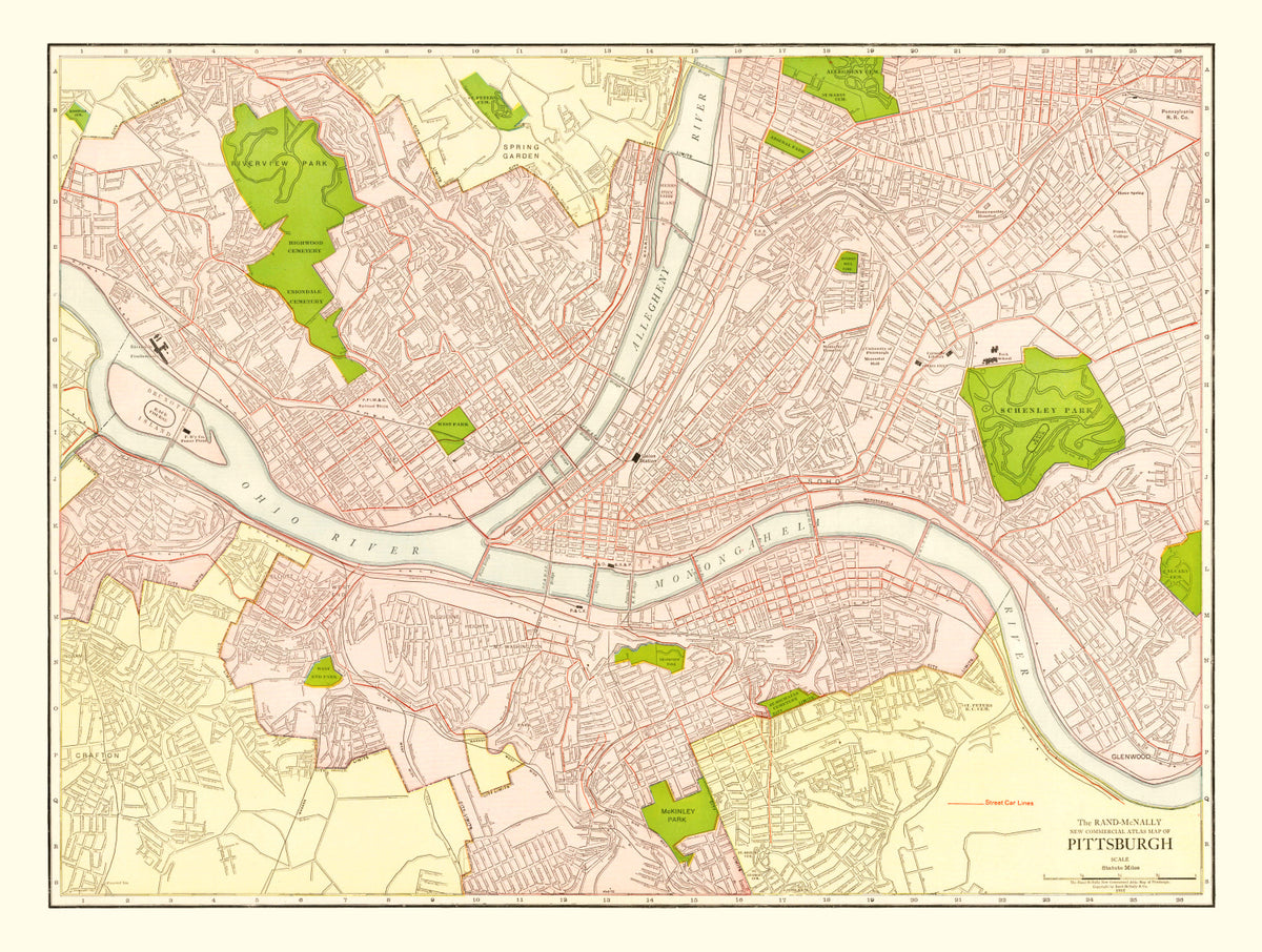 Preview of Vintage Map of Pittsburgh, Pennsylvania 1912