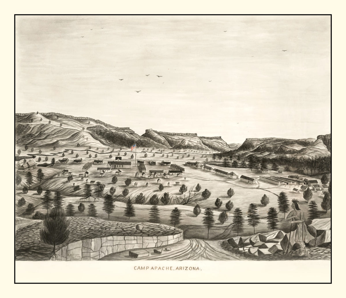 Preview of Vintage Map of Camp Apache, Arizona 1876