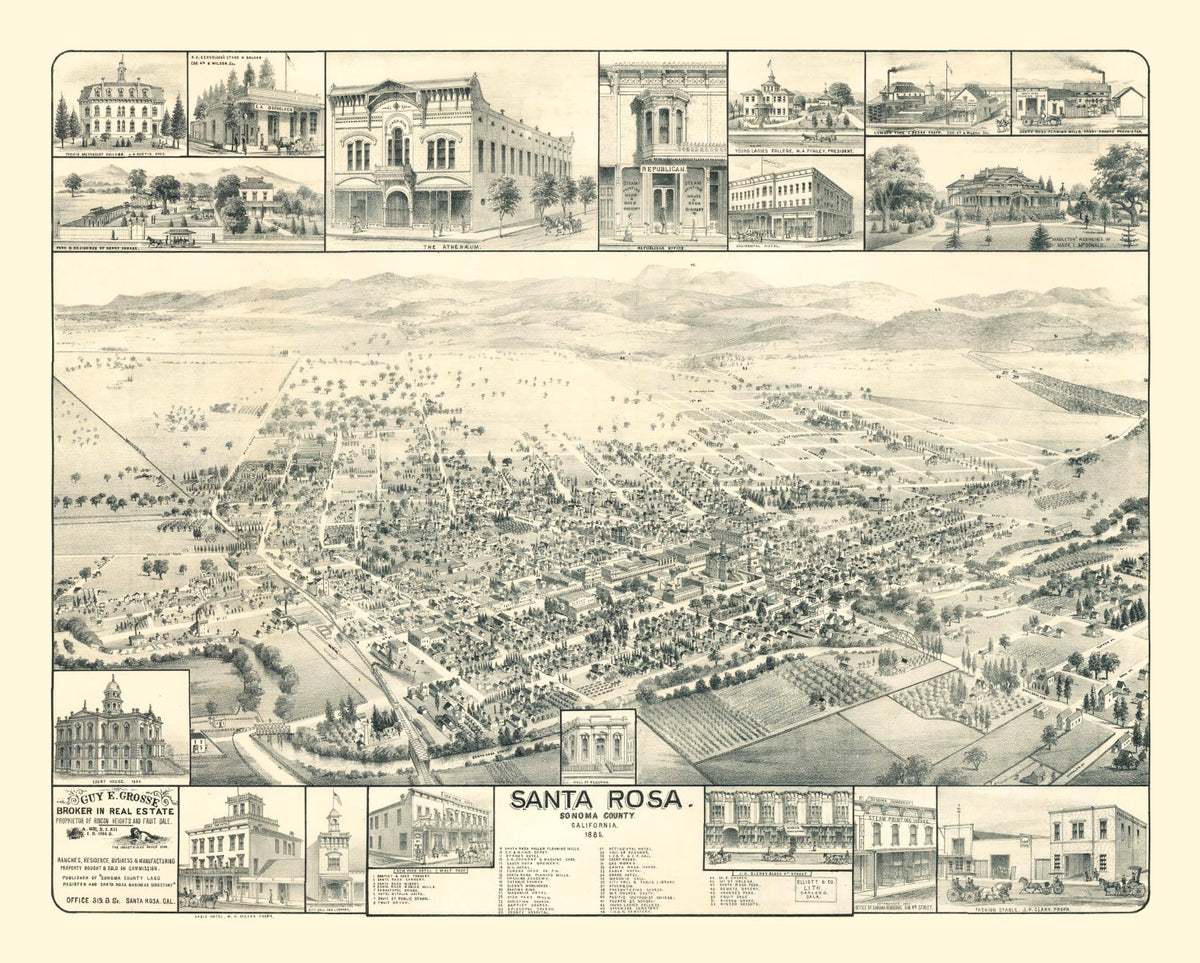 Preview of Vintage Map of Santa Rosa, California 1885