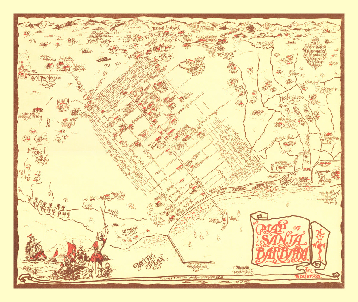 Preview of Vintage Map of Santa Barbara, California 1930