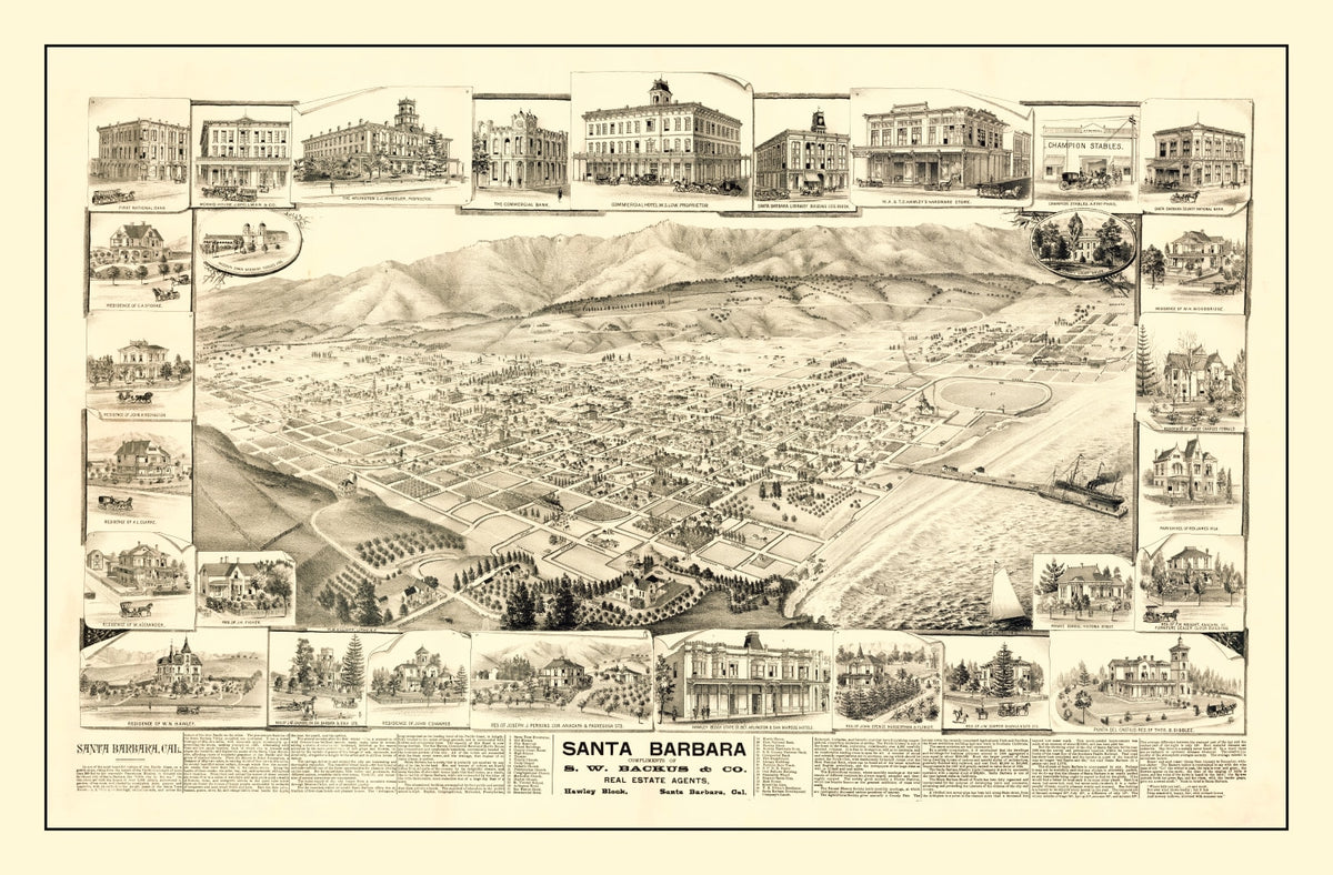 Preview of Vintage Map of Santa Barbara, California 1877