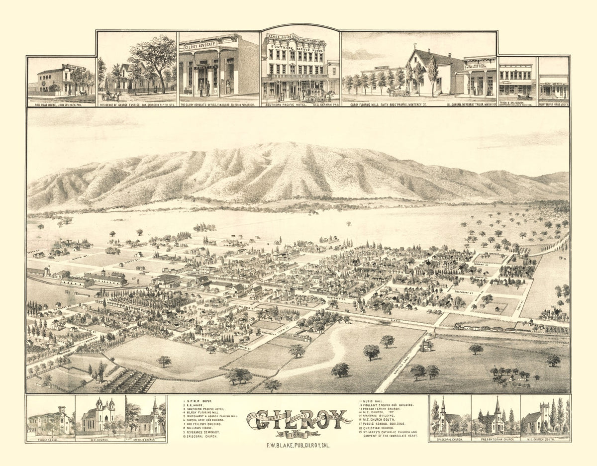 Preview of Vintage Map of Gilroy, California 1885