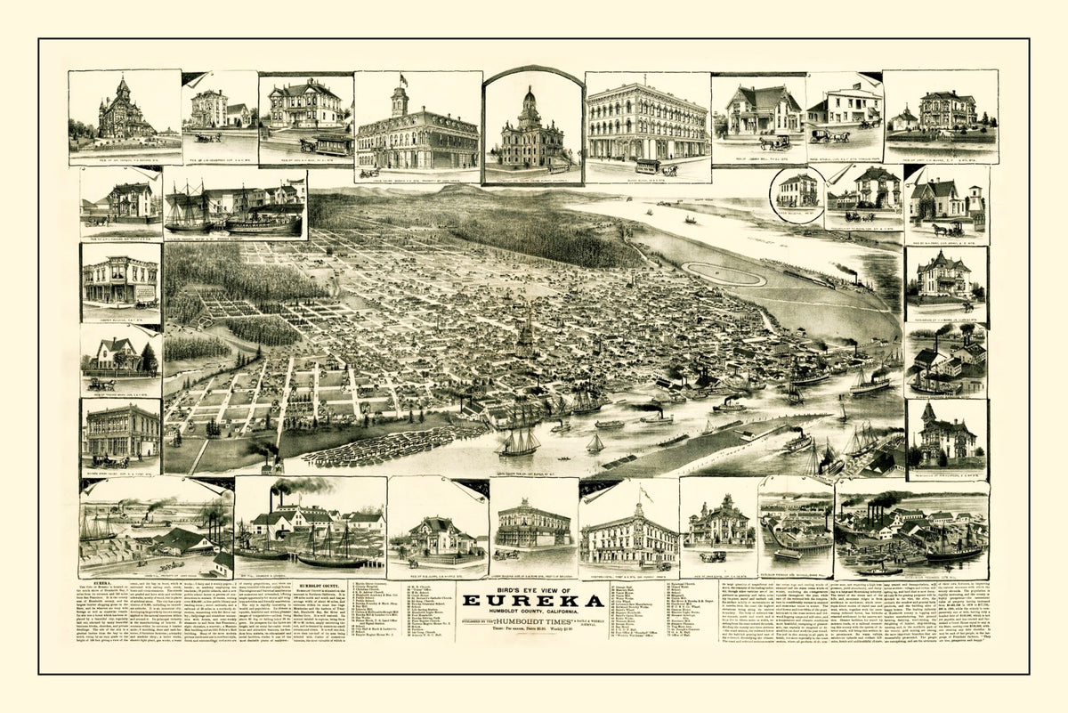 Preview of Vintage Map of Eureka, California 1889
