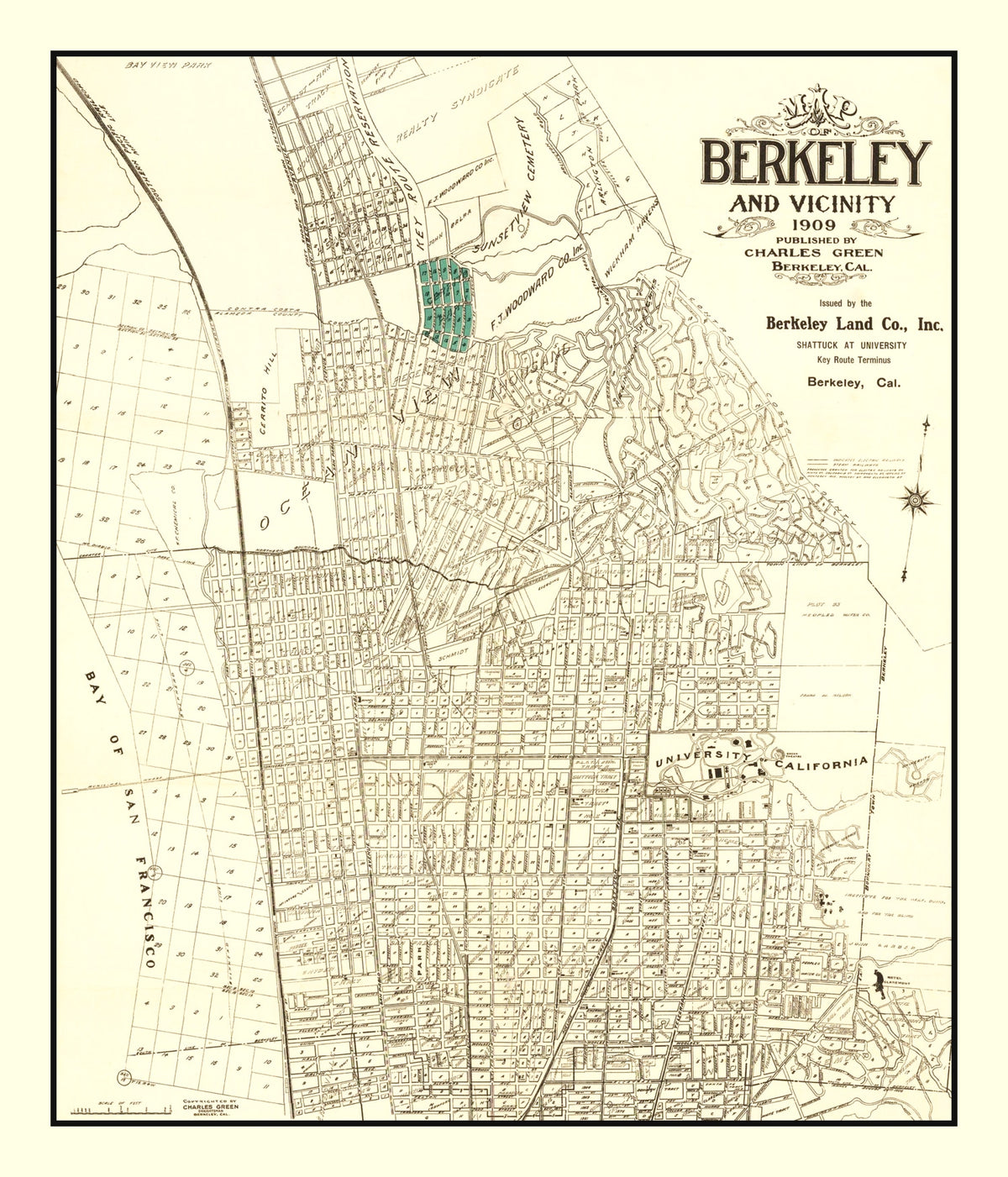 Preview of Vintage Map of Berkeley, California 1909