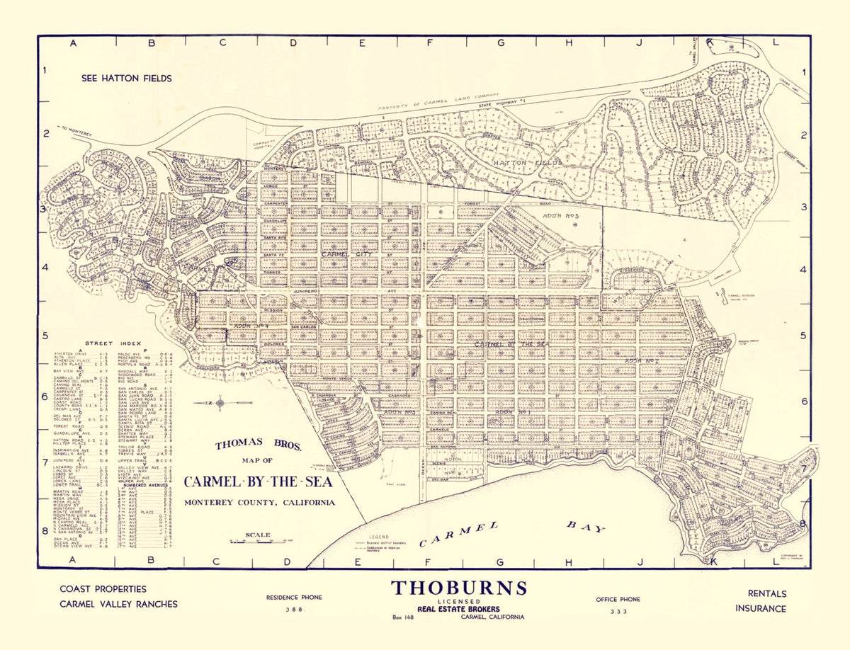 Preview of Vintage Map of Carmel-By-The-Sea, California 1920