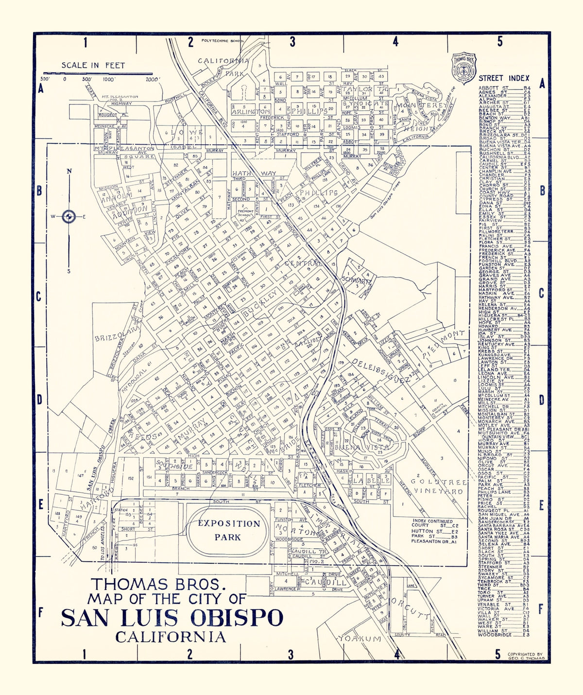 Preview of Vintage Map of San Luis Obispo, California 1920