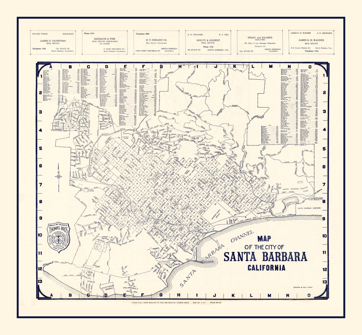 Preview of Vintage Map of Santa Barbara, California 1920