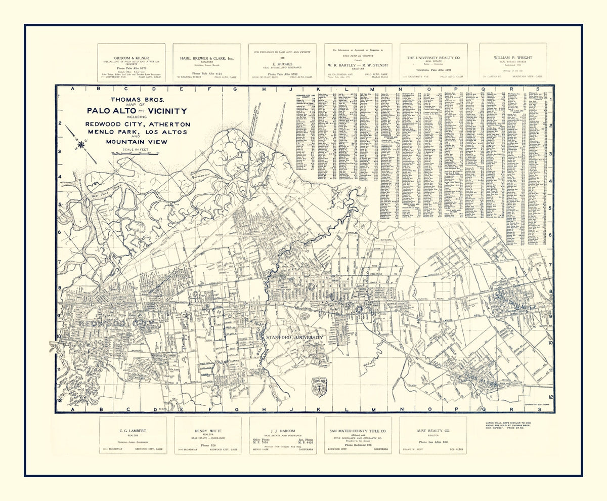 Preview of Vintage Map of Palo Alto, California 1920