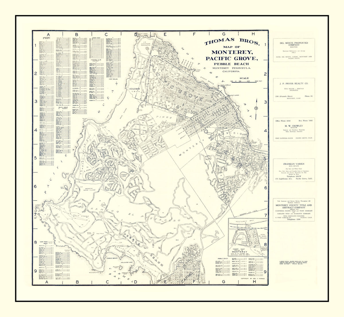 Preview of Vintage Map of Monterey, California 1920