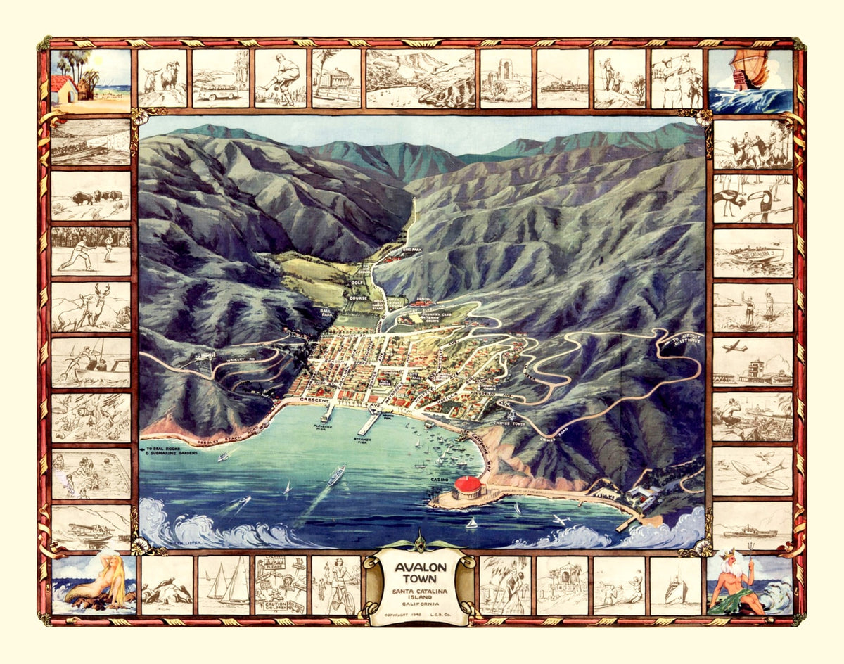 Preview of Vintage Avalon & Santa Catalina Island Map 1948