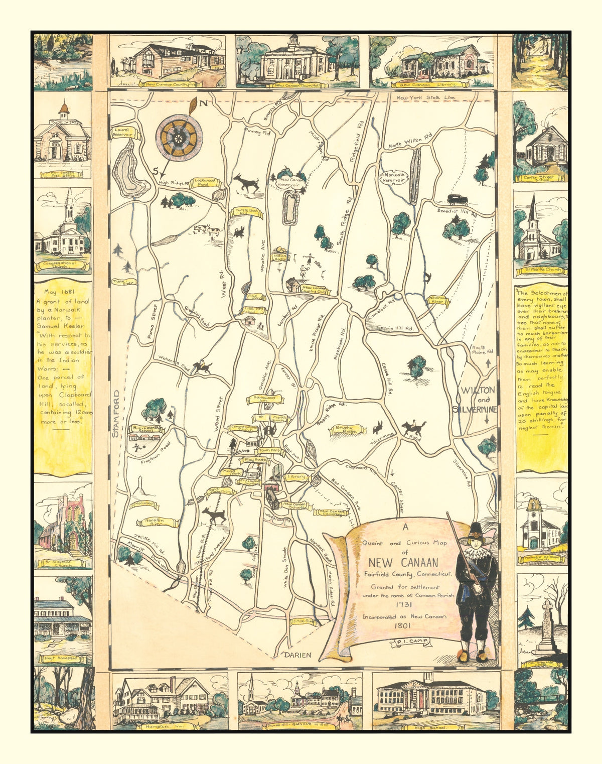Preview of Vintage Map of New Canaan, Connecticut 1930