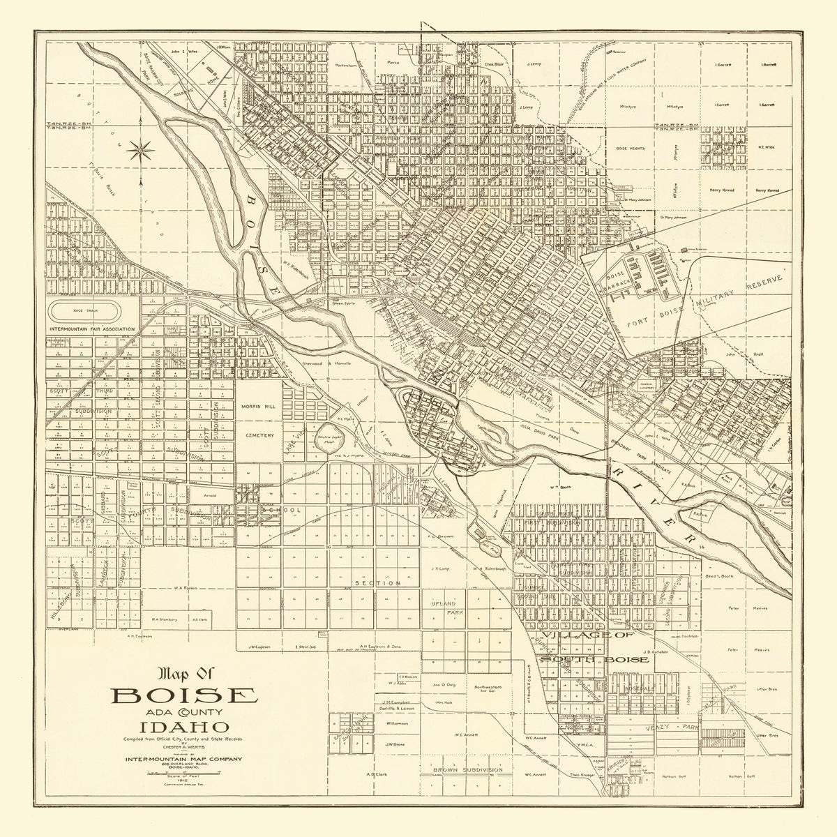 Preview of Vintage Map of Boise, Idaho 1912