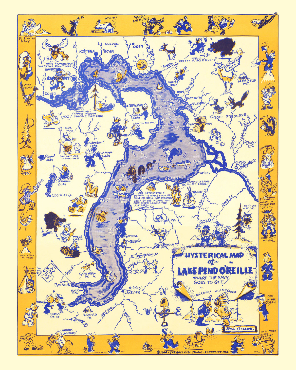 Preview of Vintage Map of Lake Pend O'Reille, 1944
