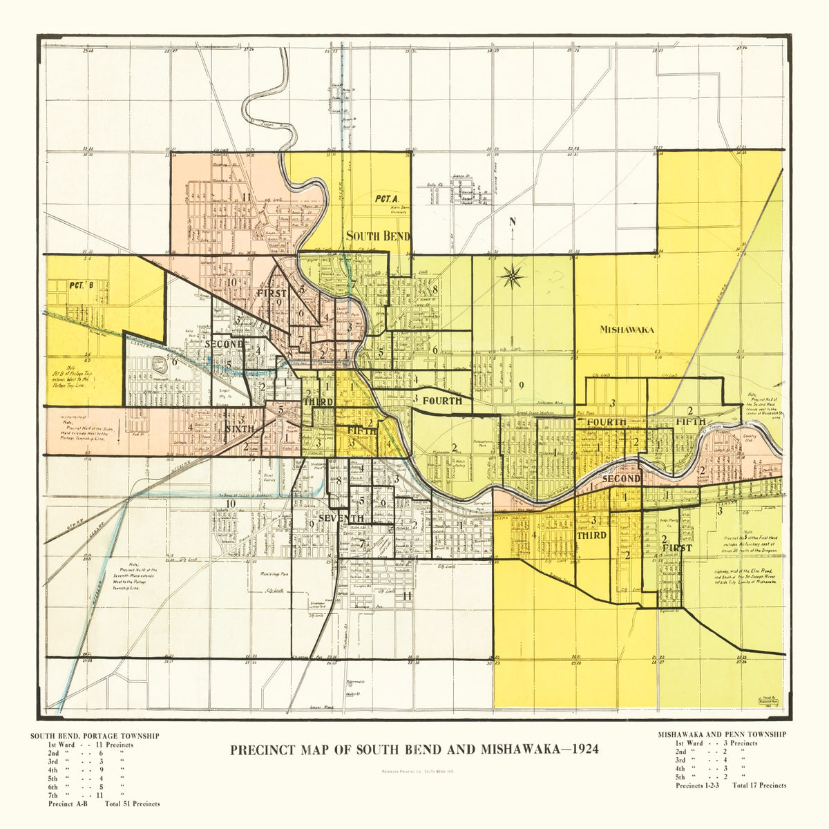 Preview of Vintage Map of South Bend, Indiana 1924