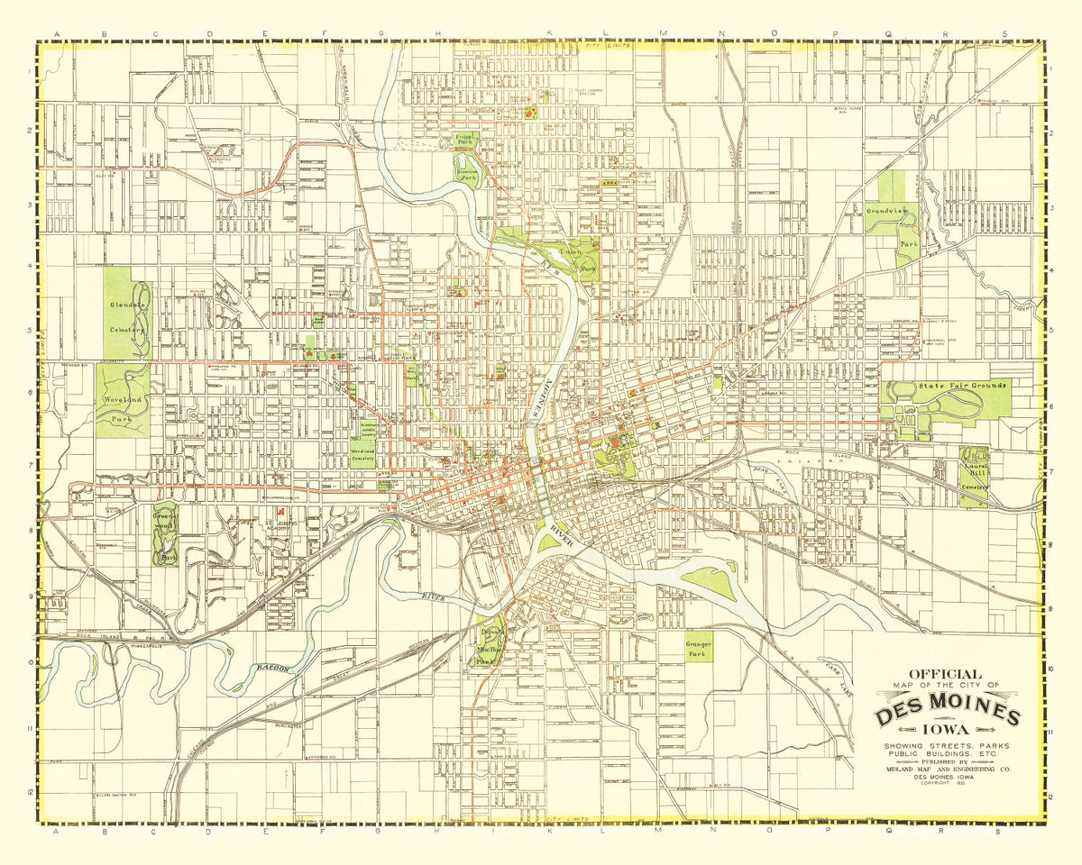 Preview of Vintage Map of Des Moines, Iowa 1920