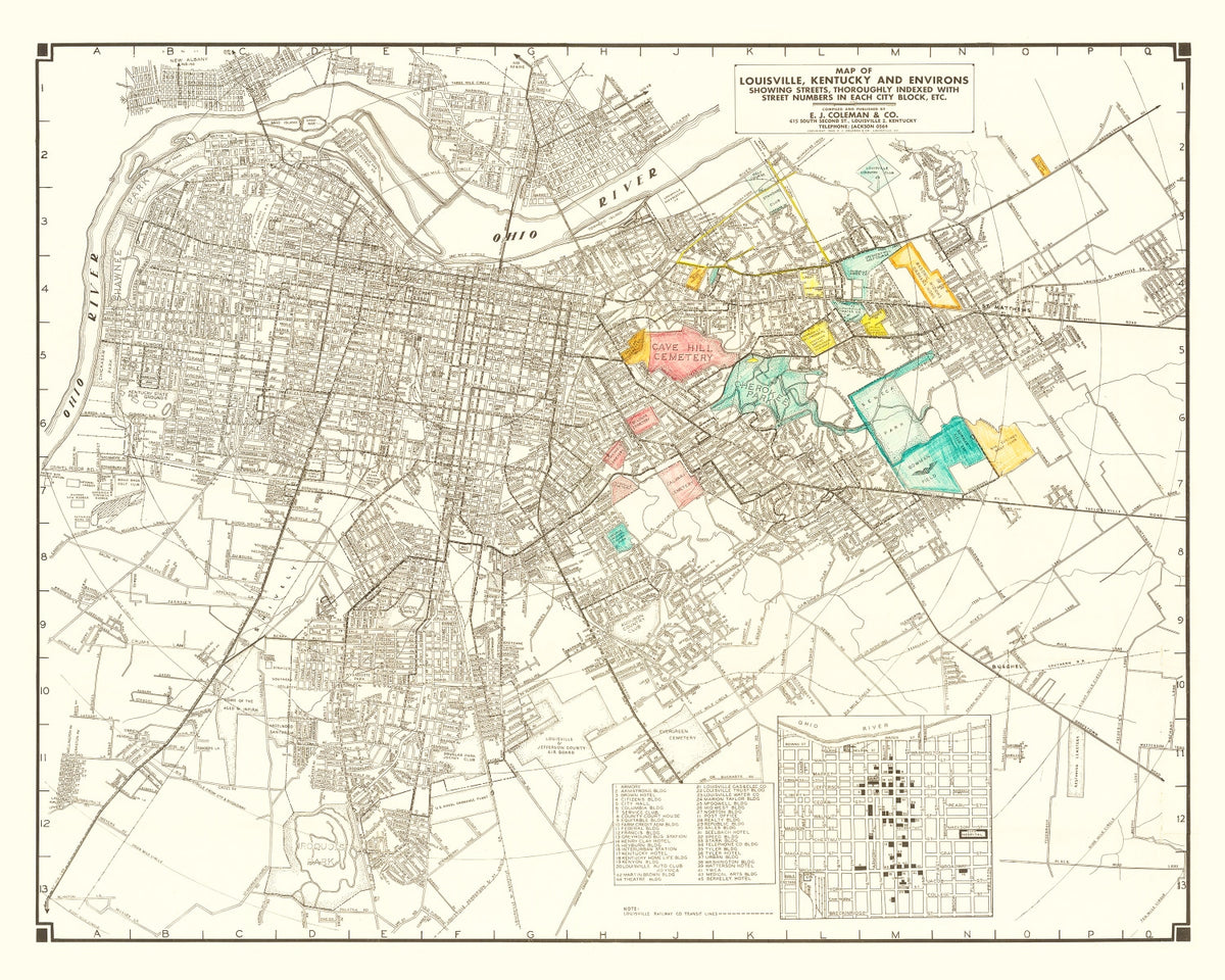 Preview of Vintage Map of Louisville, Kentucky 1943