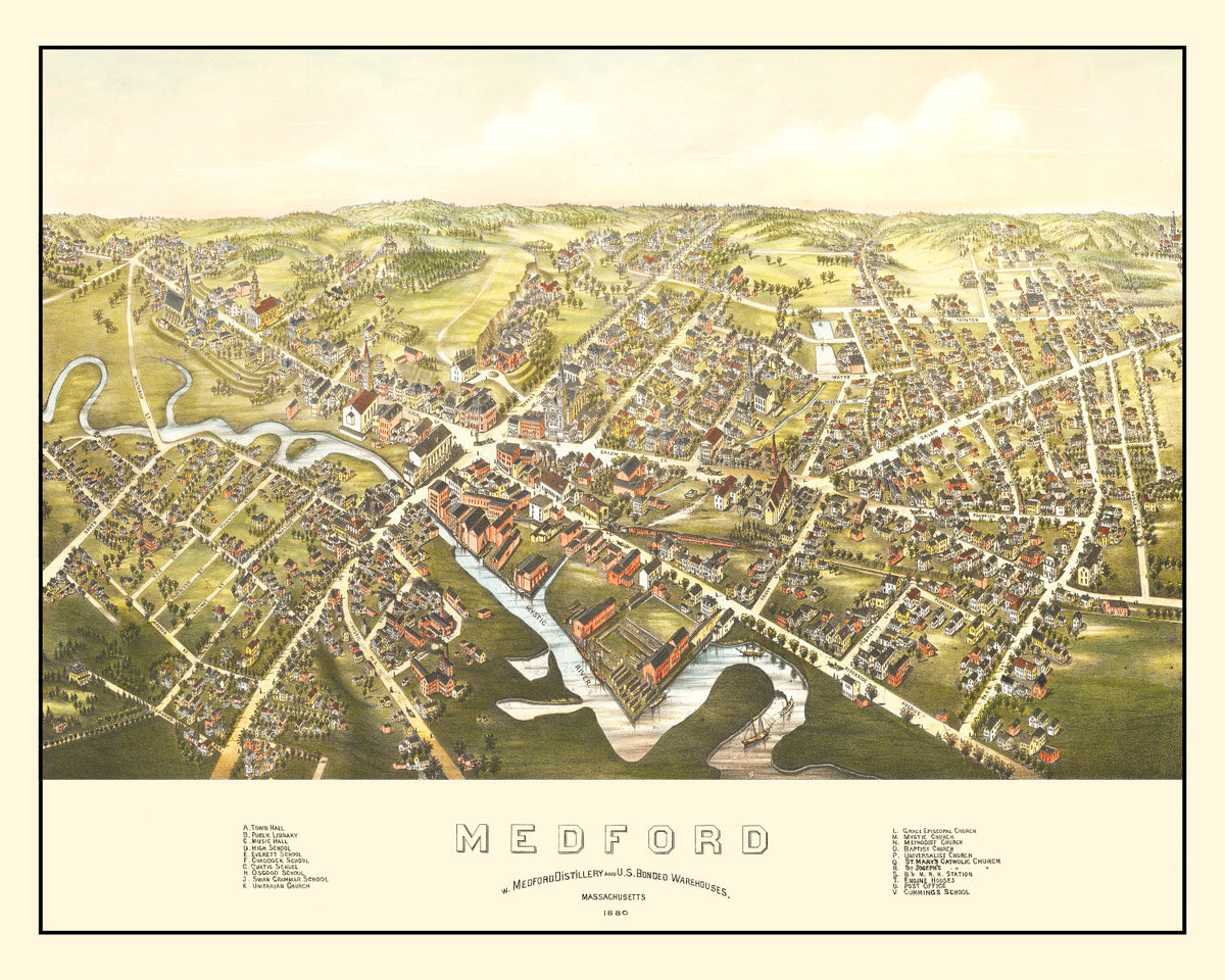 Preview of Vintage Map of Medford, Massachusetts 1880