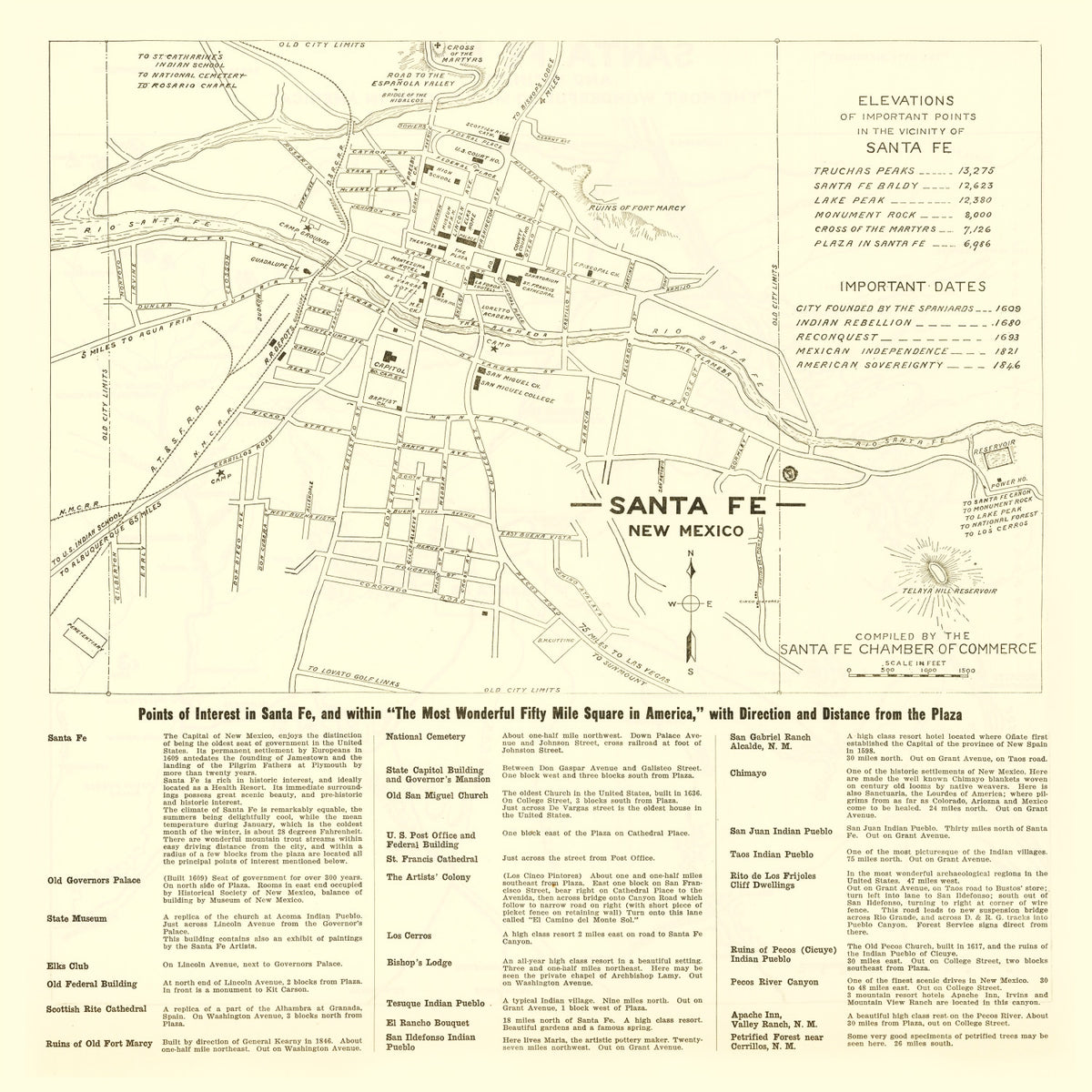 Preview of Vintage Map of Santa Fe, New Mexico 1925