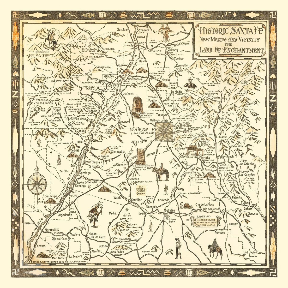 Preview of Vintage Map of Santa Fe, New Mexico 1932