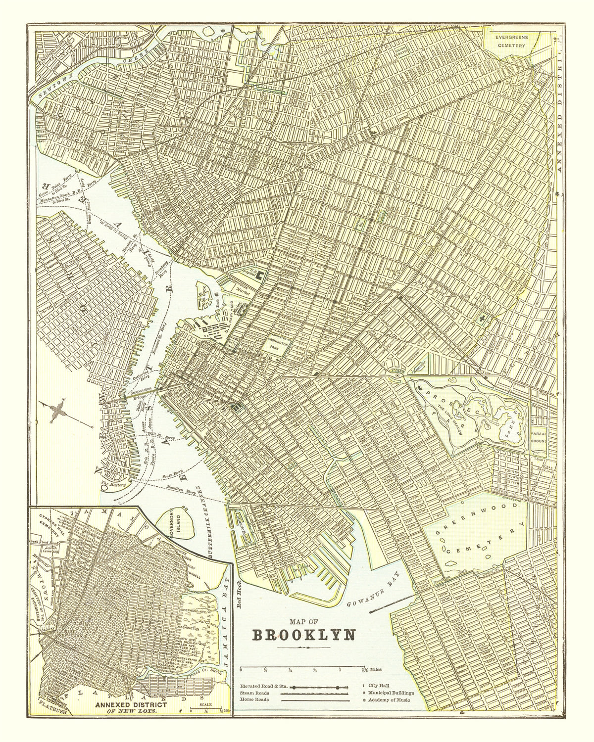 Preview of Vintage Map of Brooklyn, New York 1890