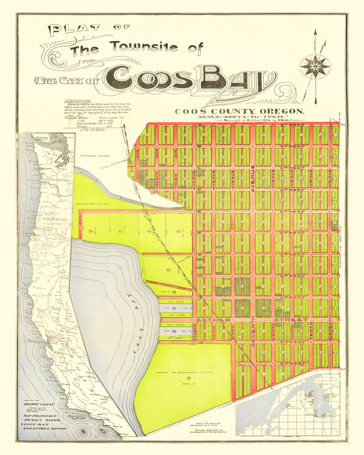 Preview of Vintage Map of Coos Bay, Oregon 1906