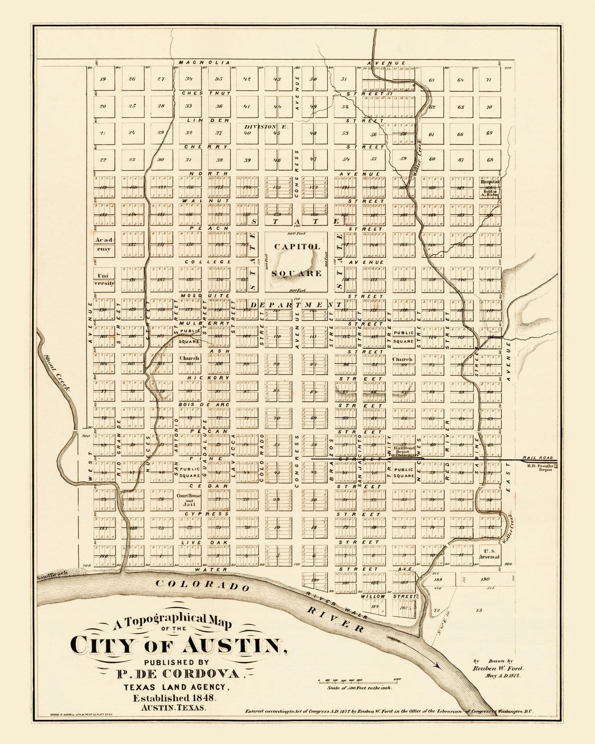 Preview of Vintage Map of Austin, Texas 1872