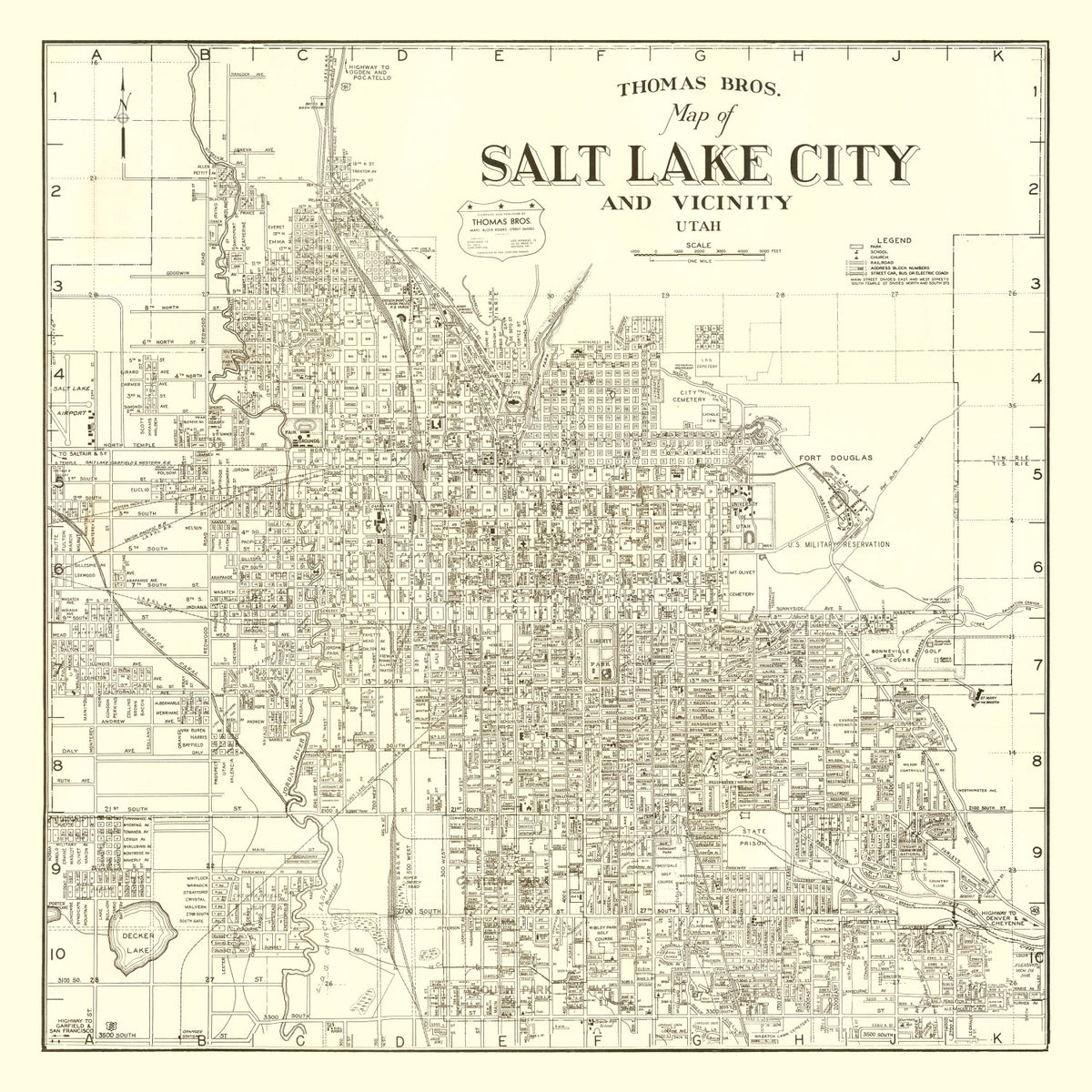 Preview of Vintage Map of Salt Lake City, Utah 1935