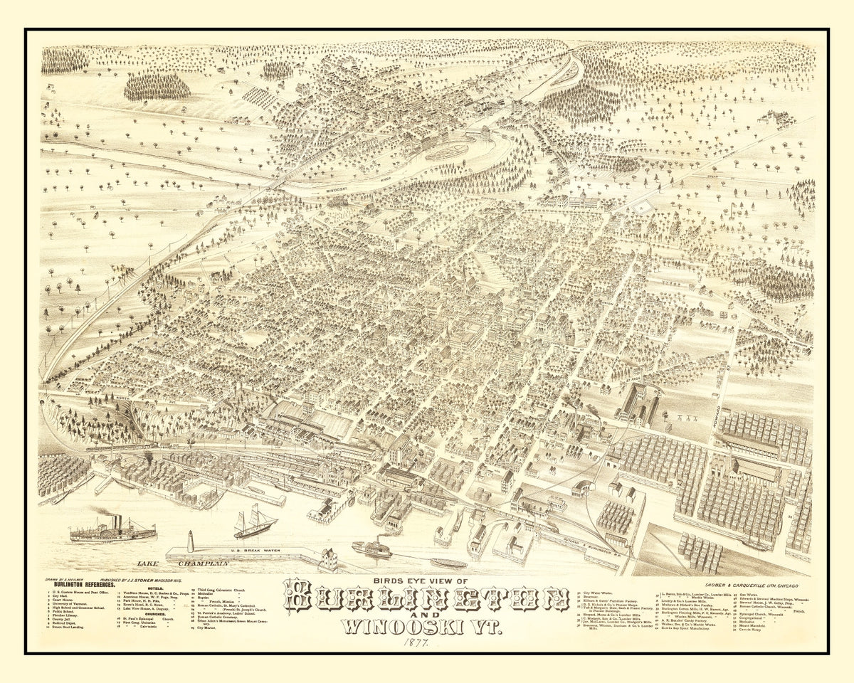 Preview of Vintage Map of Burlington, Vermont 1877