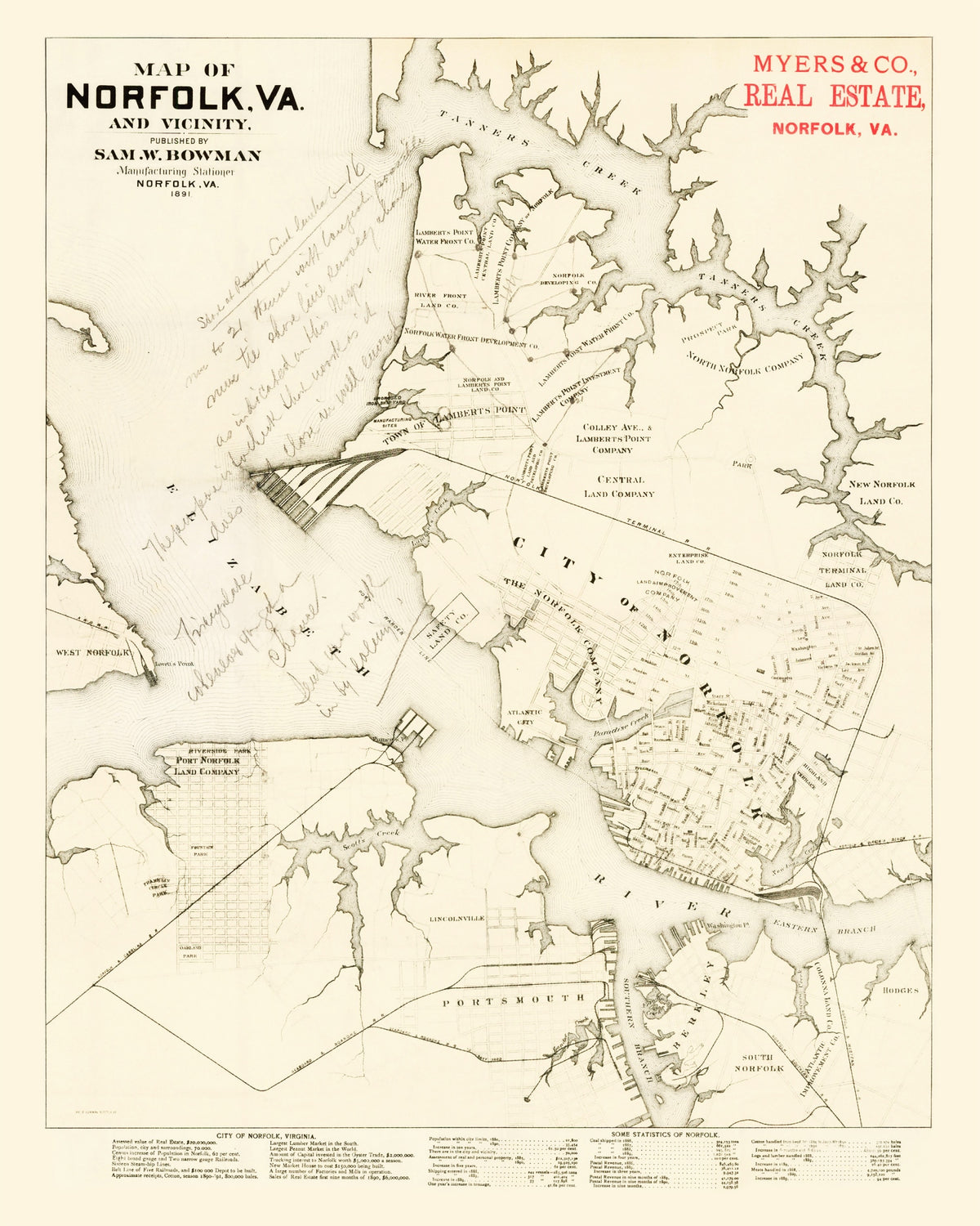 Preview of Vintage Map of Norfolk, Virginia 1891