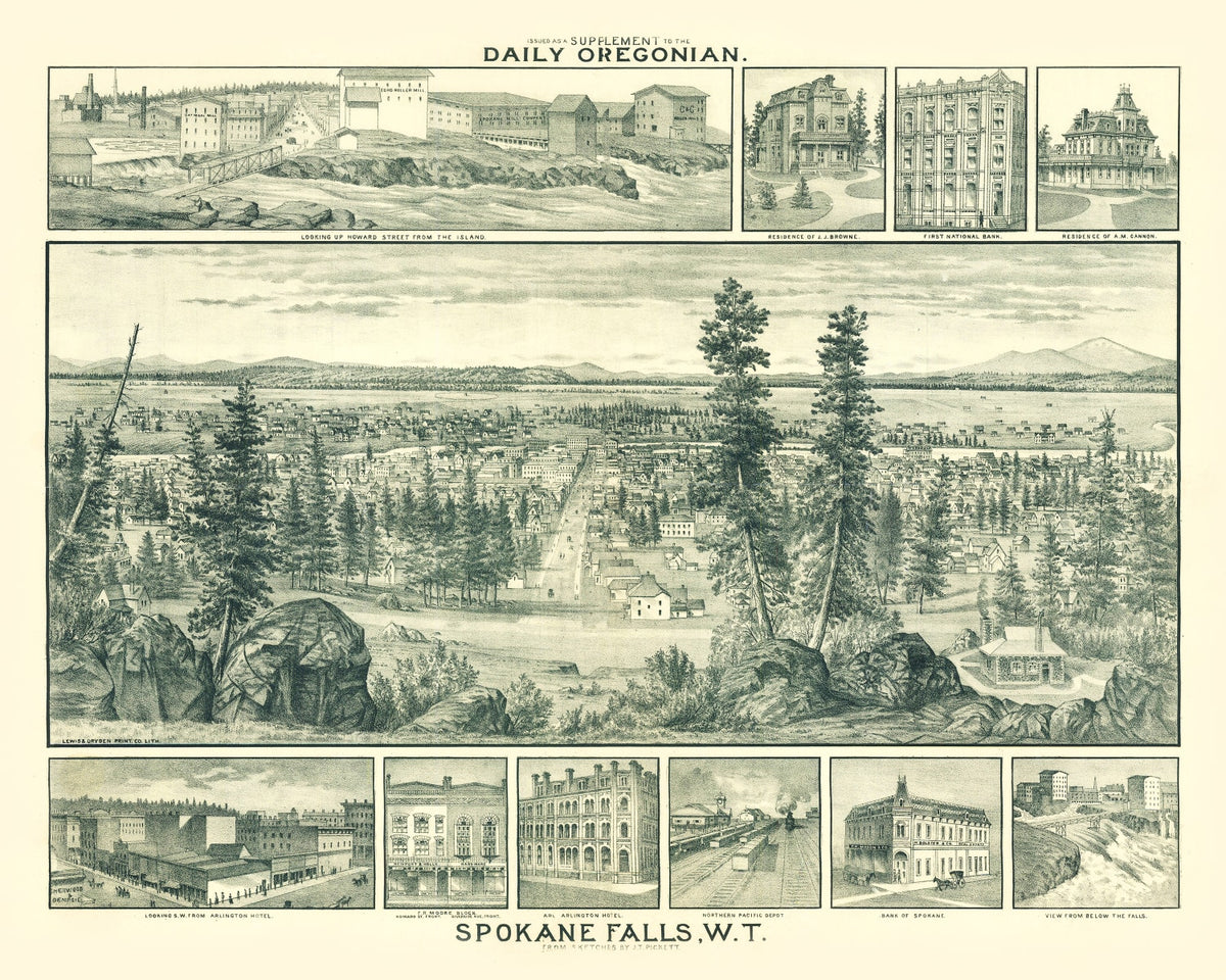Preview of Vintage Map of Spokane Falls, Washington 1880