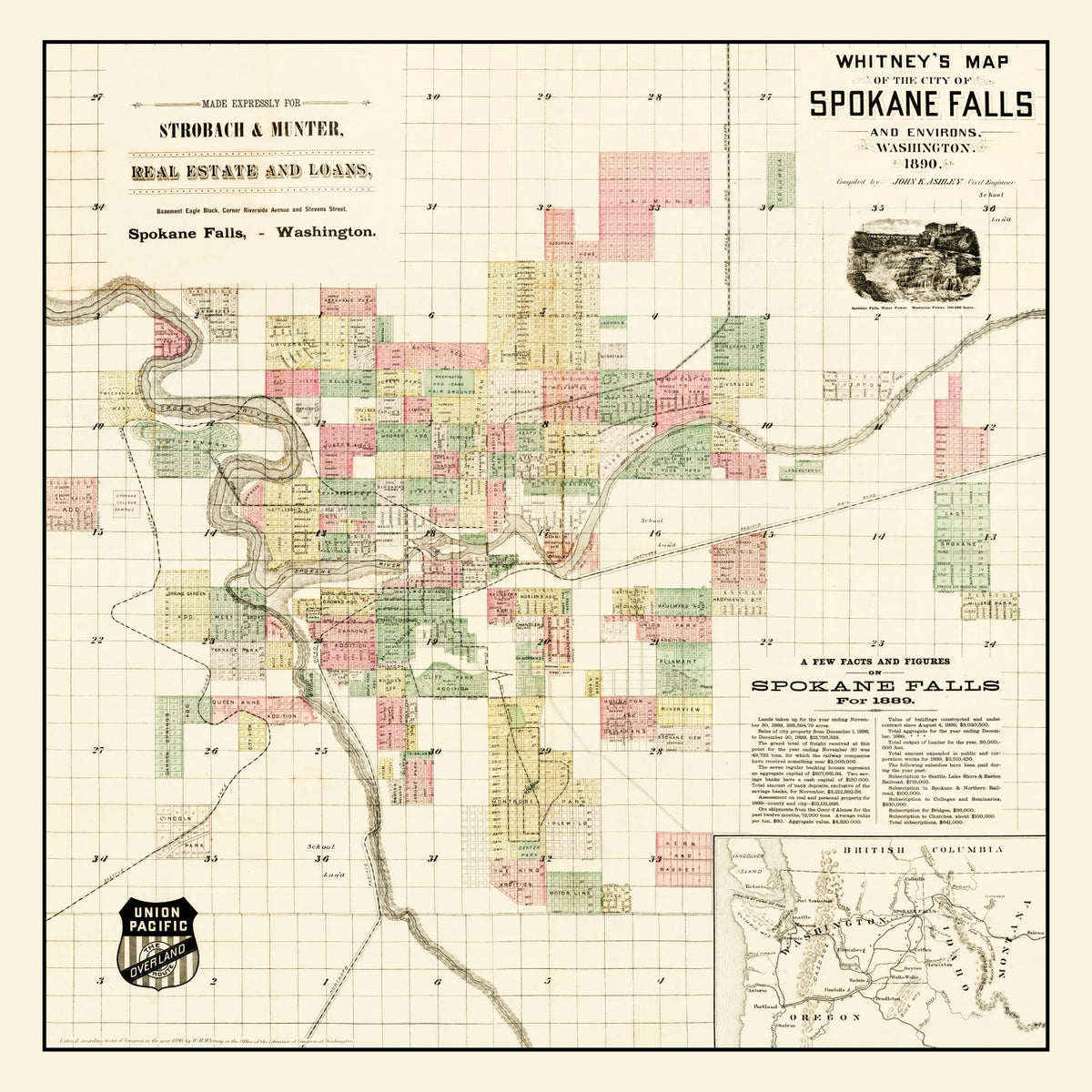 Preview of Vintage Map of Spokane Falls, Washington 1890