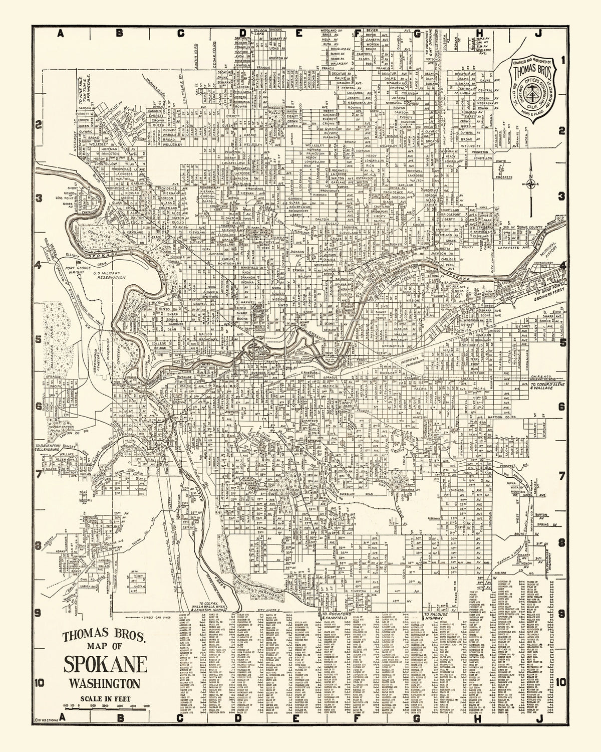 Preview of Vintage Map of Spokane, Washington 1920