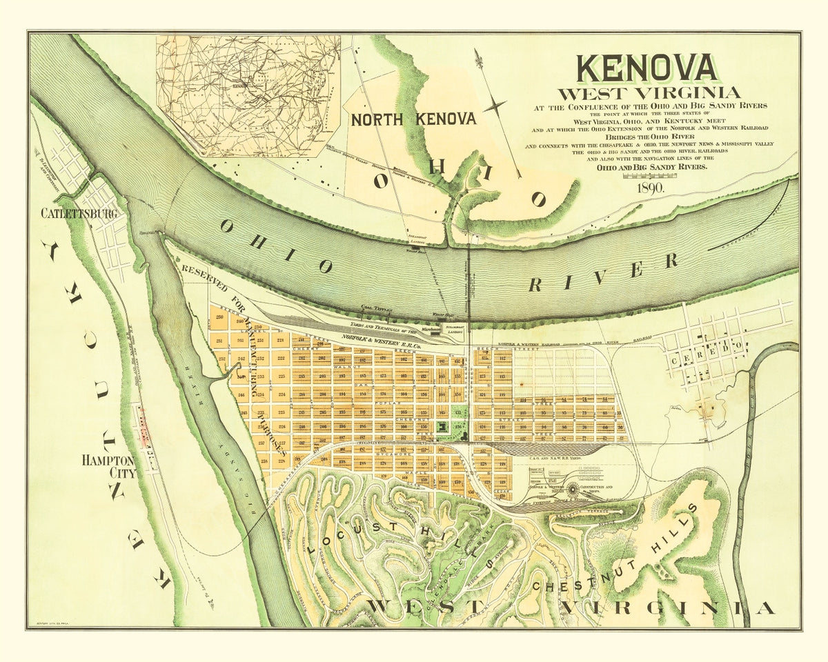 Preview of Vintage Map of Kenova, West Virginia 1890