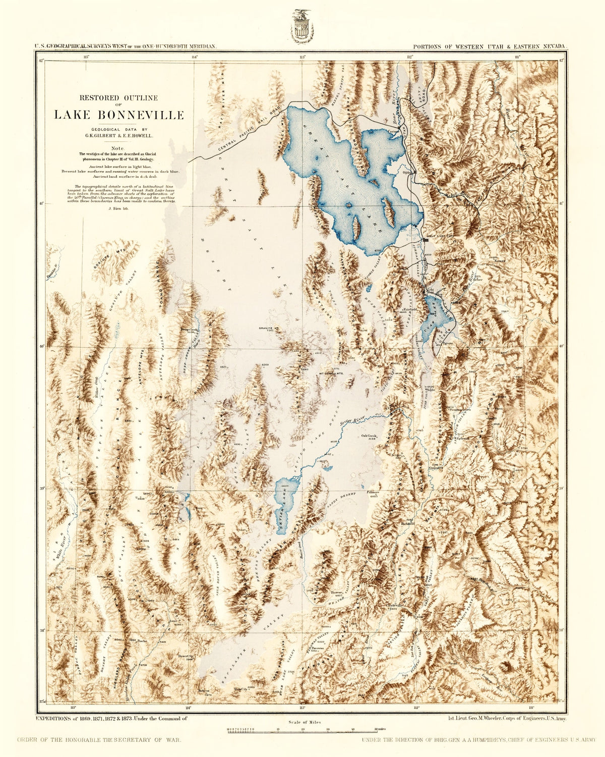Preview of Vintage Map of Lake Bonneville, 1877