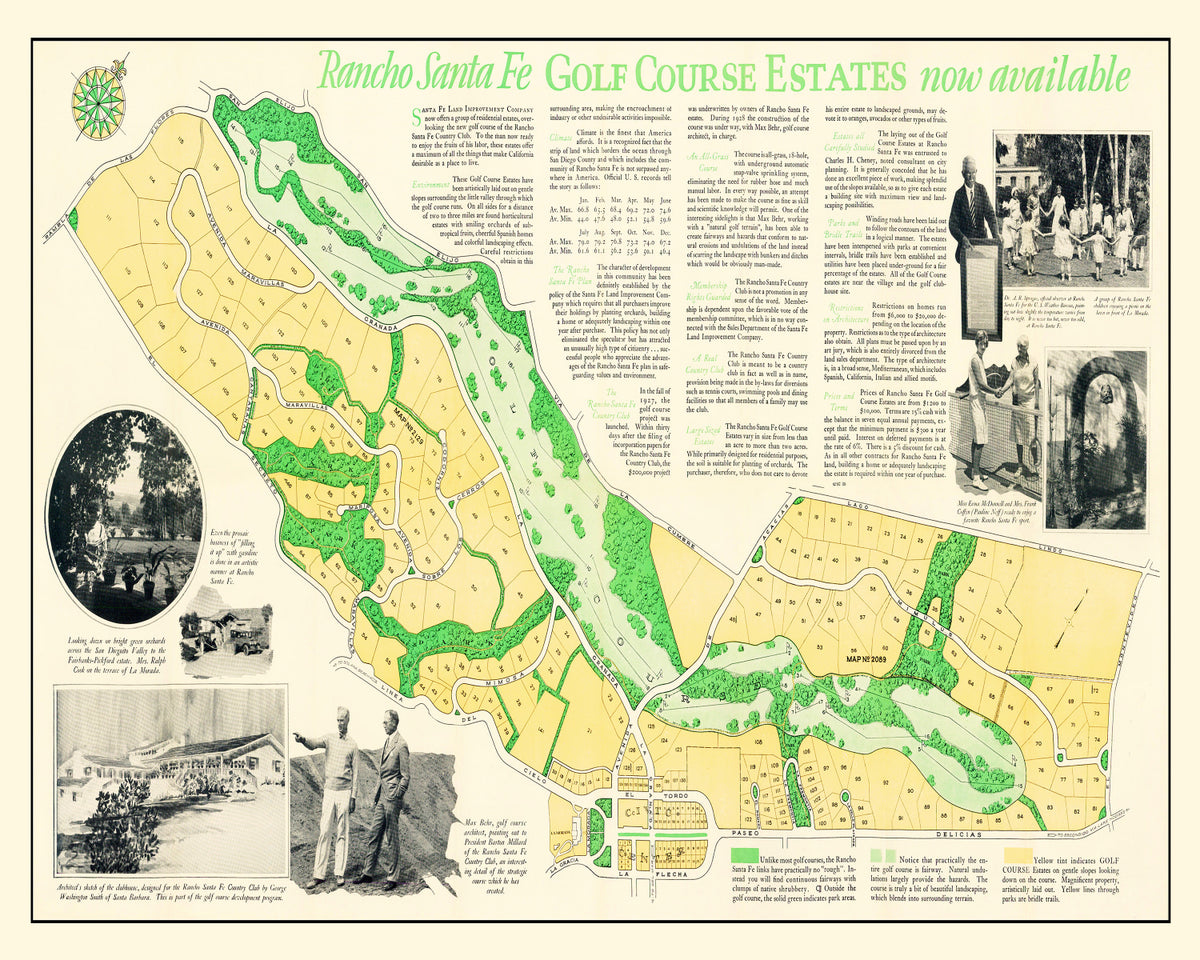 Preview of Vintage Map of Rancho Santa Fe Golf Course Estates, 1929