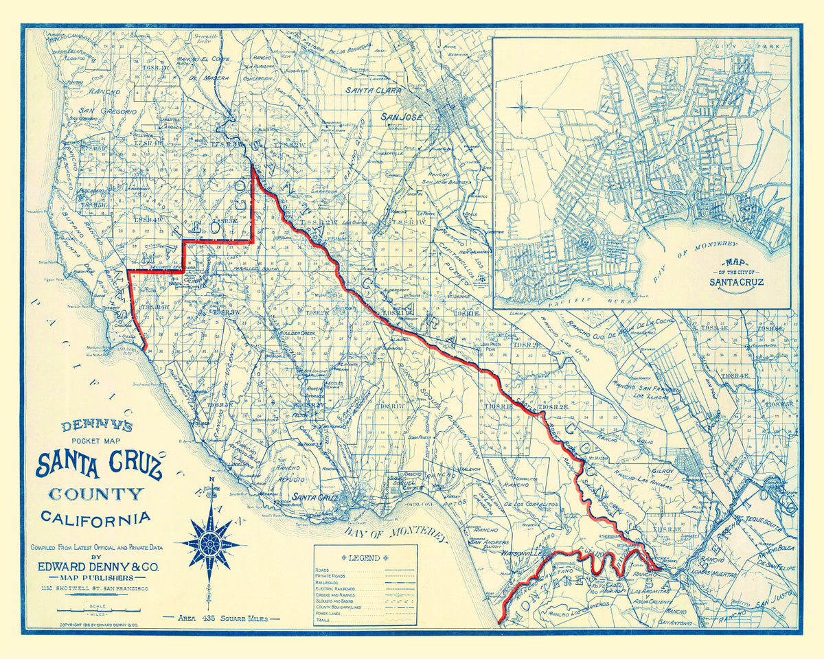 Preview of Vintage Map of Santa Cruz County, California 1916