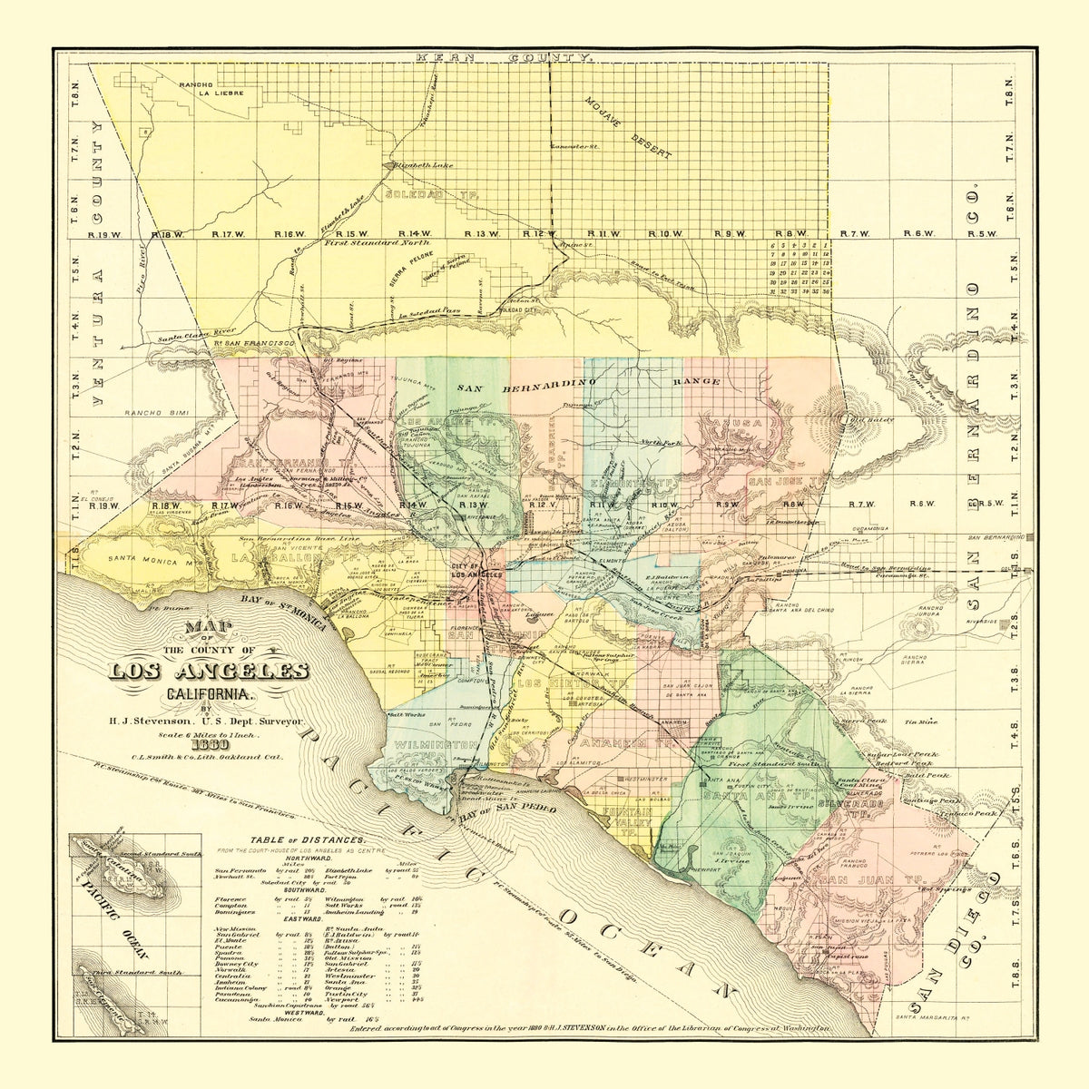 Preview of Vintage Map of Los Angeles County, California 1880