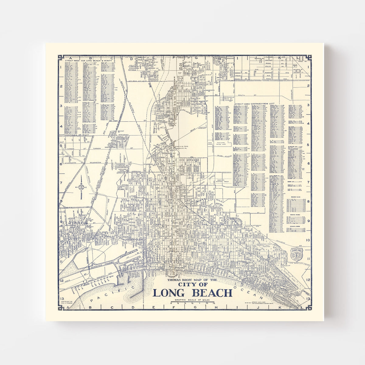 Preview of Vintage Map of Long Beach, CA Business Section 1938