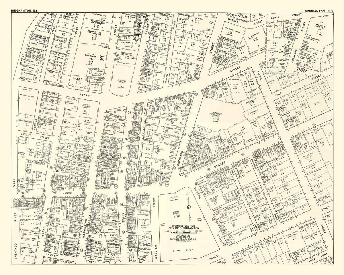 Preview of Vintage Map of Binghamton, NY Business Section 1947