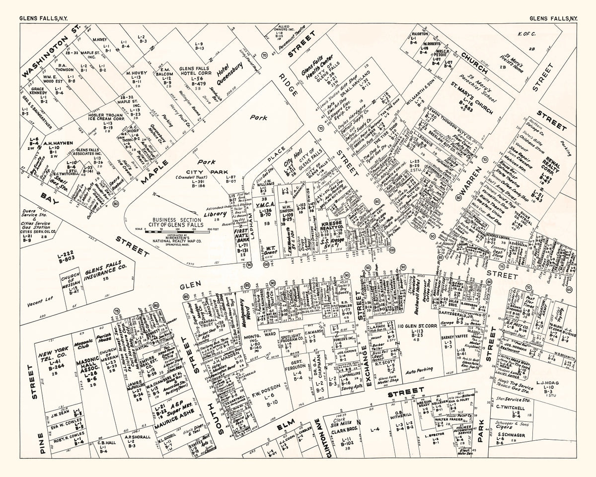 Preview of Vintage Map of Glens Falls, NY Business Section 1947