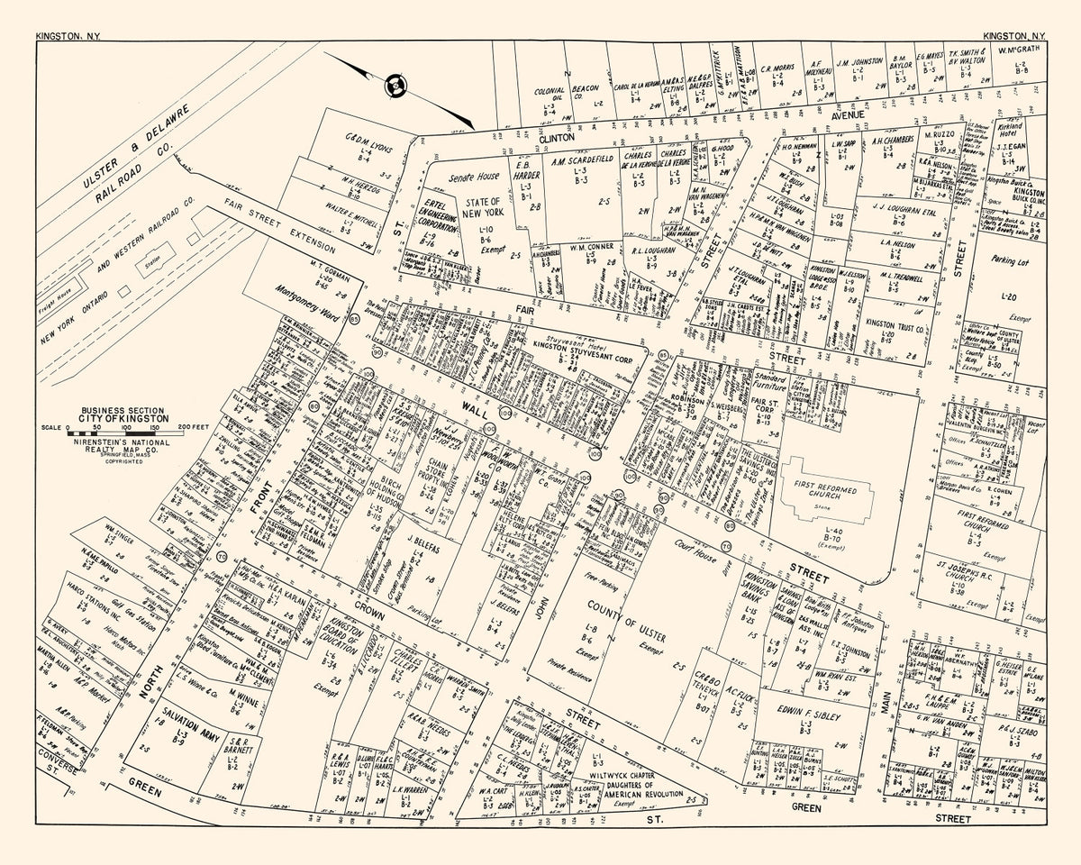 Preview of Vintage Map of Kingston, NY Business Section 1947