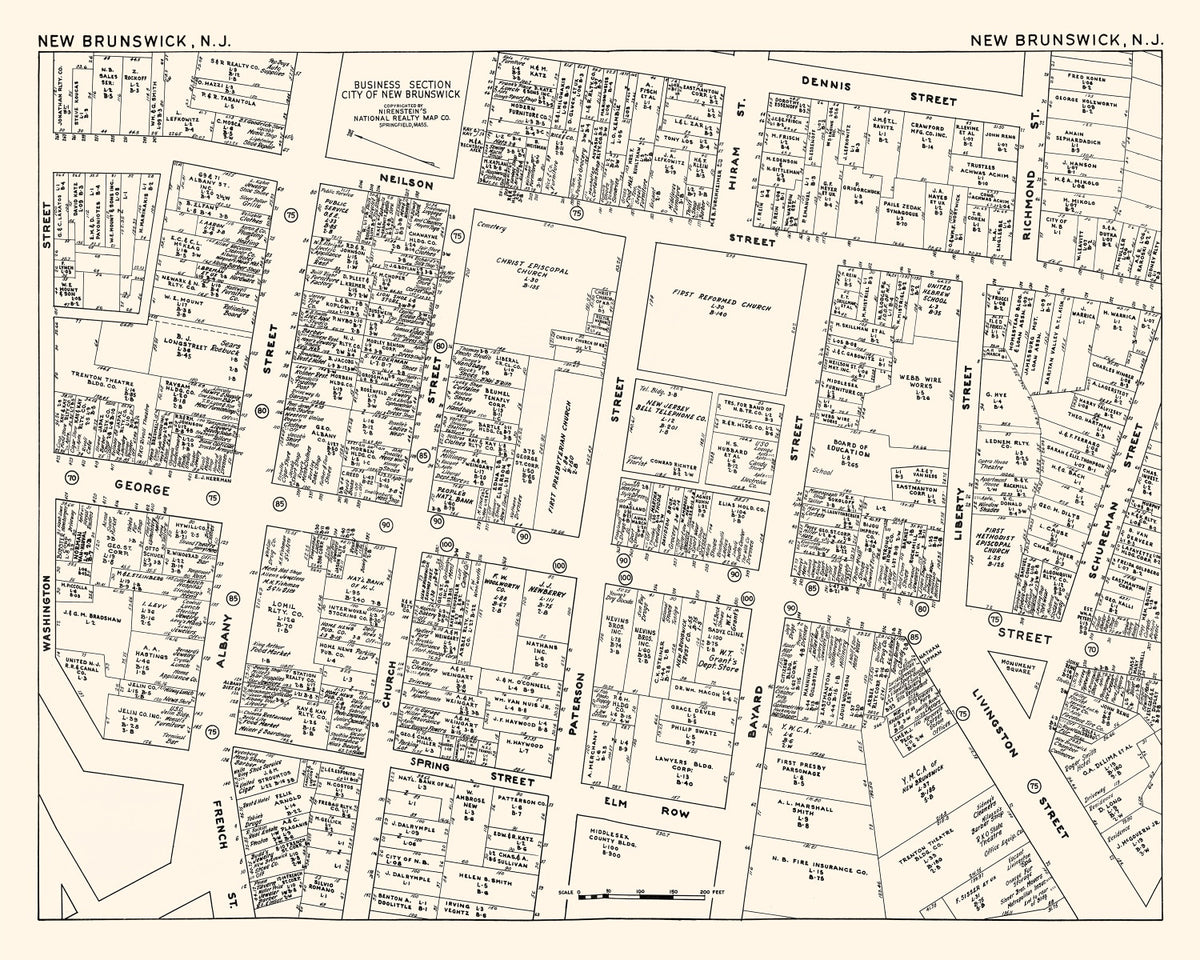 Preview of Vintage Map of New Brunswick, NJ Business Section 1947