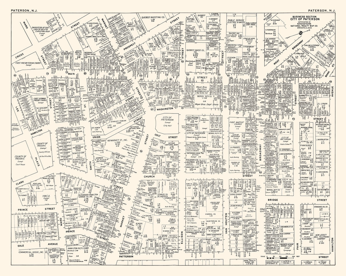 Preview of Vintage Map of Paterson, NJ Business Section 1947