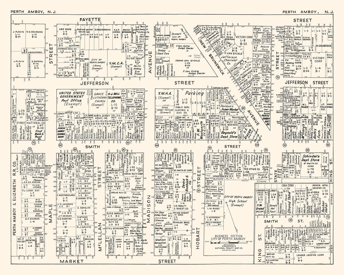 Preview of Vintage Map of Perth Amboy, NJ Business Section 1947
