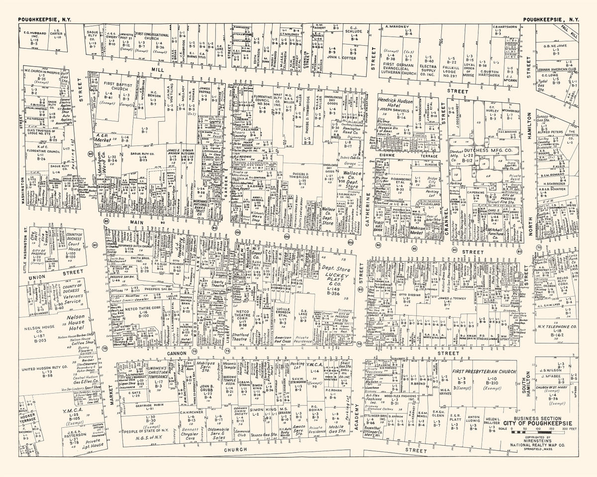 Preview of Vintage Map of Poughkeepsie, NY Business Section 1947
