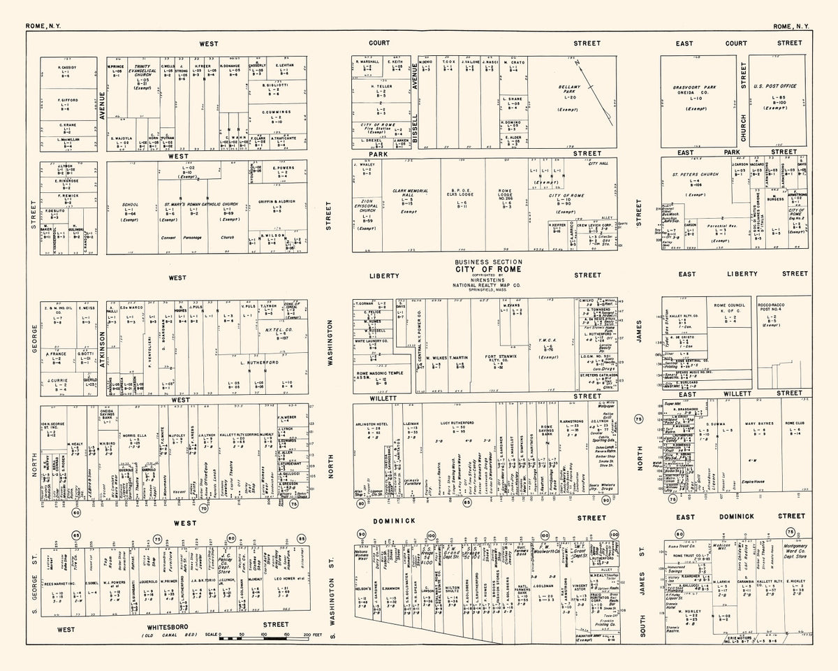 Preview of Vintage Map of Rome, NY Business Section 1947