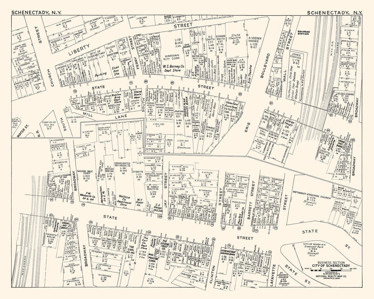 Preview of Vintage Map of Schenectady, NY Business Section 1947