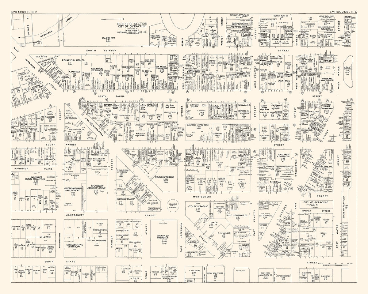 Preview of Vintage Map of Syracuse, NY Business Section 1947