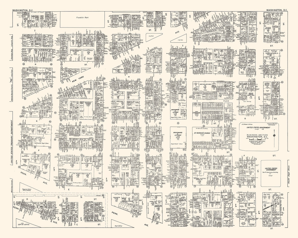 Preview of Vintage Map of Washington D.C., DC Business Section 1947